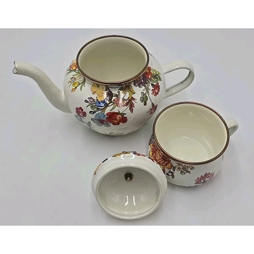 MacKenzie Childs White Flower Market Enamel High Tea Quiet Luxury Garden Cottage